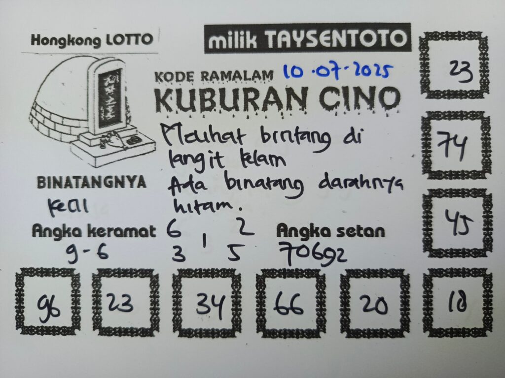 Syair Kuburan Cino HK Hari Kamis, 10 Juli 2025