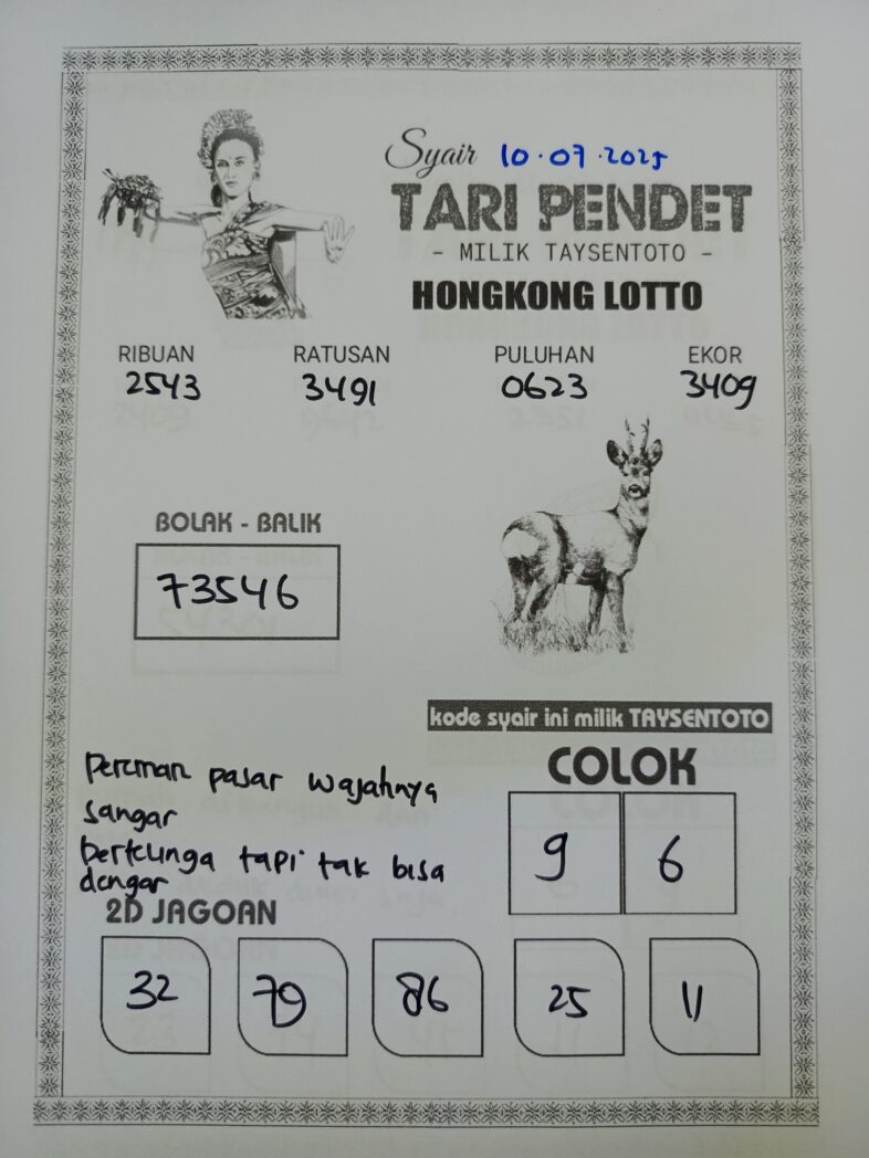 Syair Tari Pendet HK Hari Kamis, 10 Juli 2025