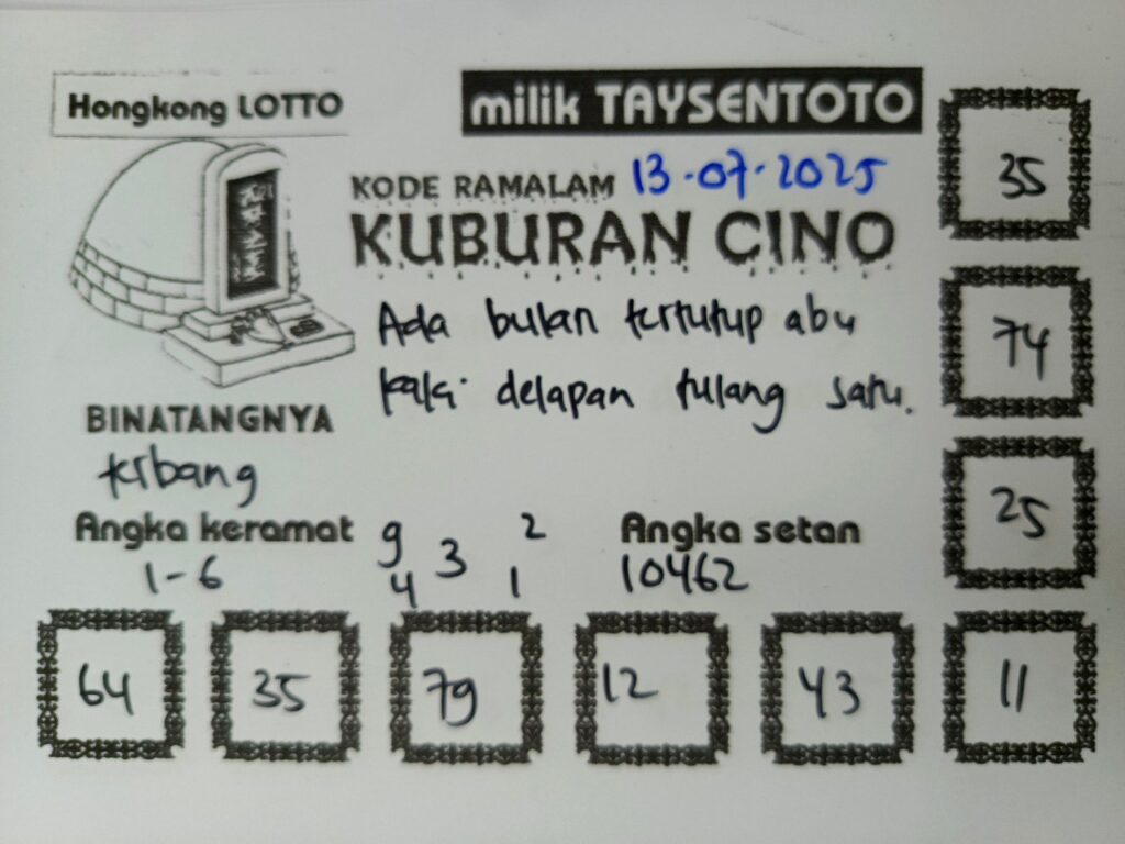 Syair Kuburan Cino HK Hari Minggu, 13 Juli 2025