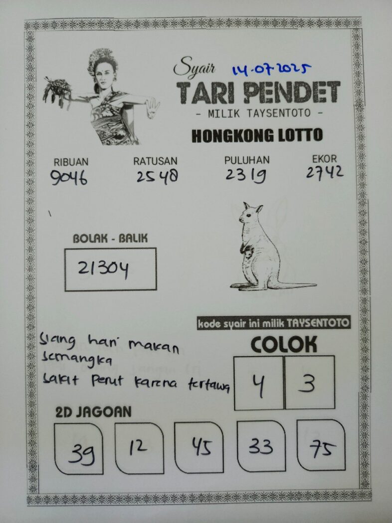 Syair Tari Pendet HK Hari Senin, 14 Juli 2025