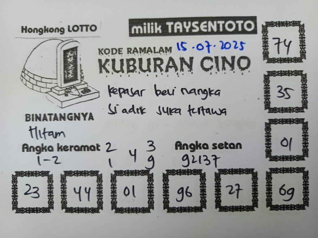 Syair Kuburan Cino HK Hari Selasa, 15 Juli 2025