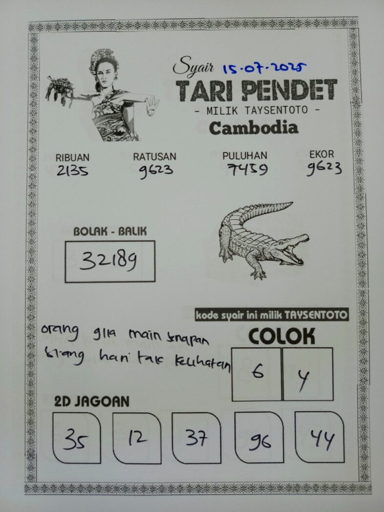 Syair Tari Pendet Cambodia Hari Ini Selasa, 15 Juli 2025