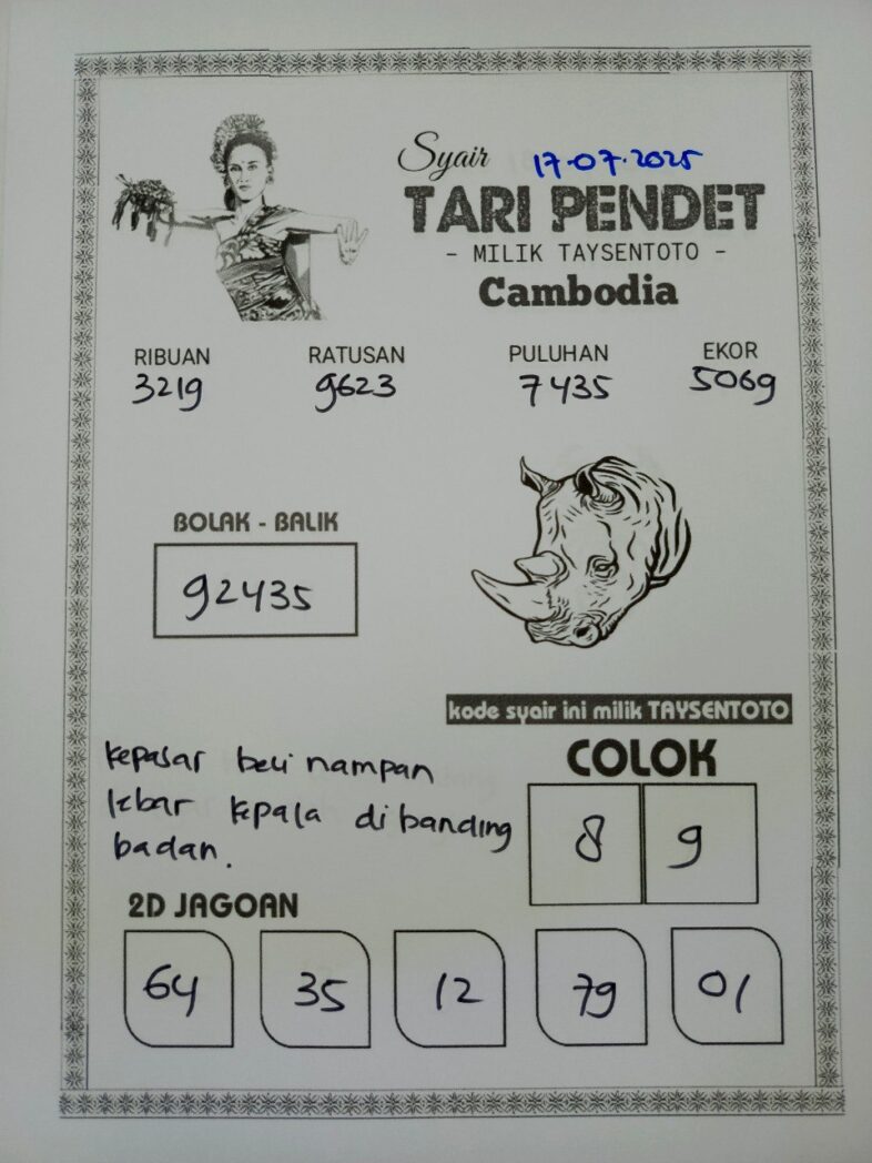 Syair Tari Pendet Cambodia Hari Ini Kamis, 17 Juli 2025