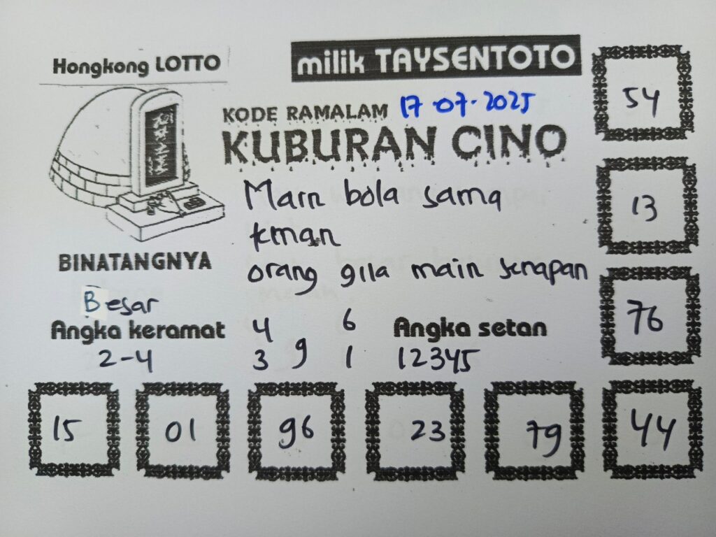 Syair Kuburan Cino HK Hari Kamis, 17 Juli 2025