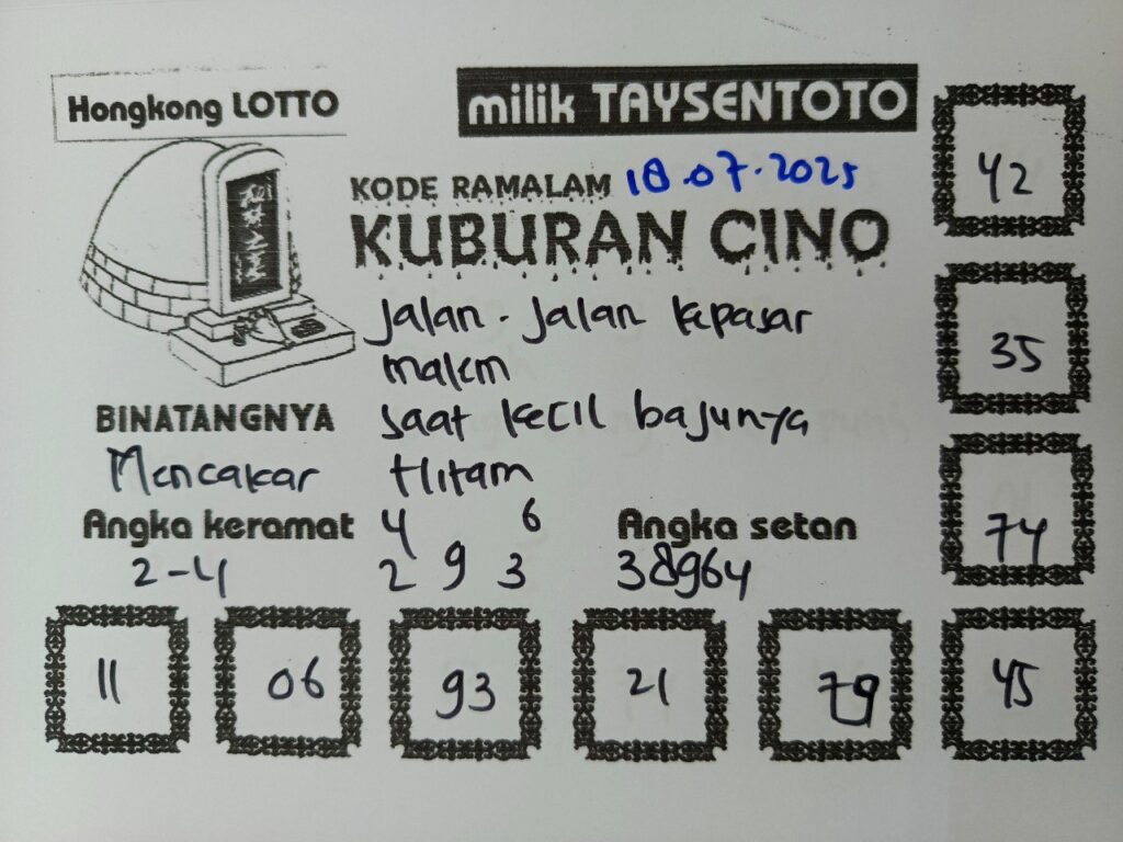 Syair Kuburan Cino HK Hari Jumat, 18 Juli 2025