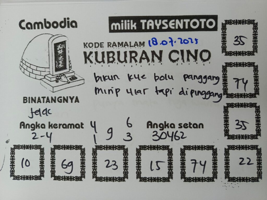 Syair Kuburan Cino  Cambodia Hari Ini Jumat, 18 Juli 2025
