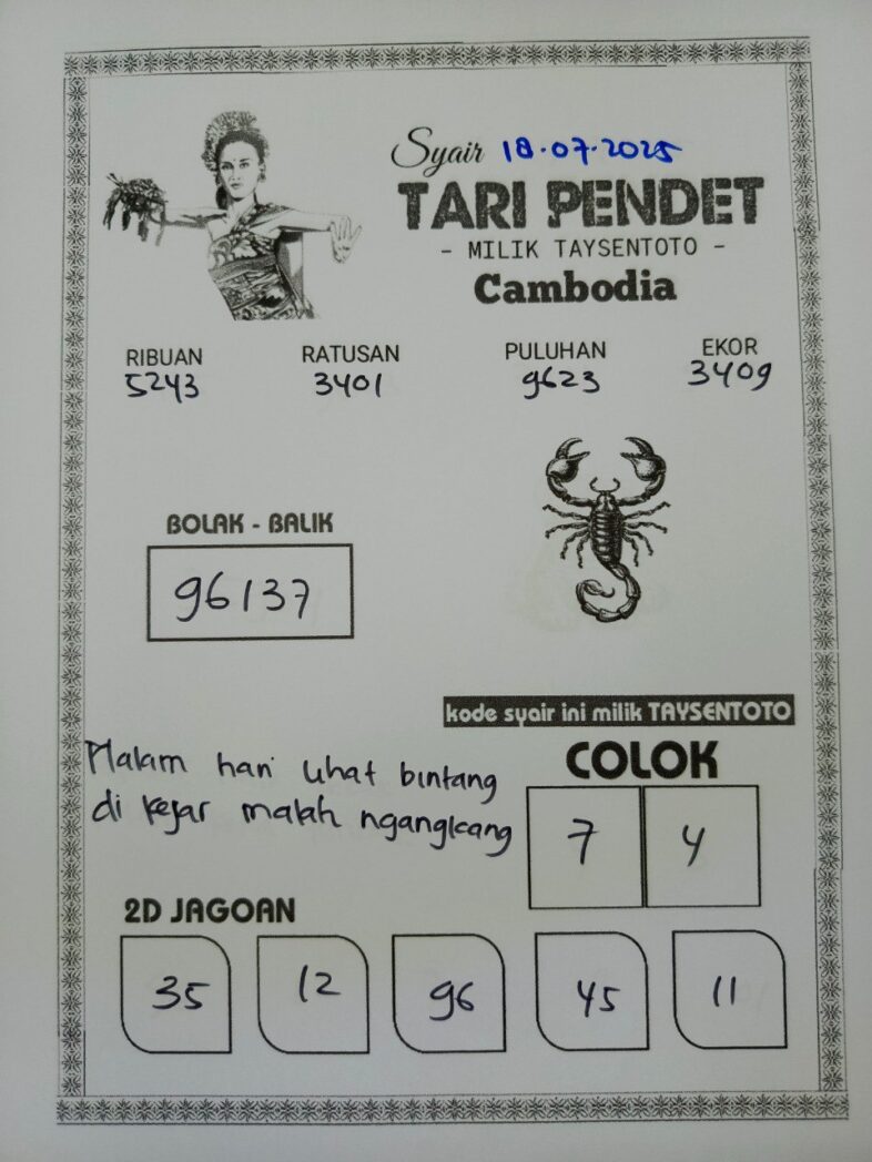 Syair Tari Pendet Cambodia Hari Ini Jumat, 18 Juli 2025