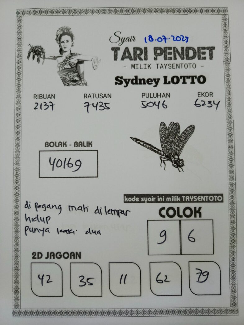 Syair Tari Pendet Sydney Hari ini Jumat, 18 Juli 2025