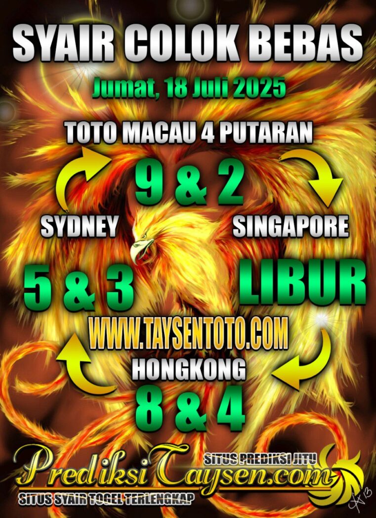 Syair Colok Bebas HK hari ini Jumat, 18 Juli 2025