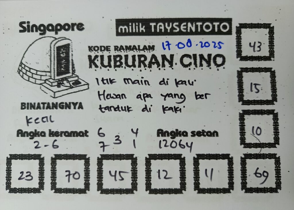 Syair Kuburan Cino SGP Hari ini Minggu, 17 Agustus 2025