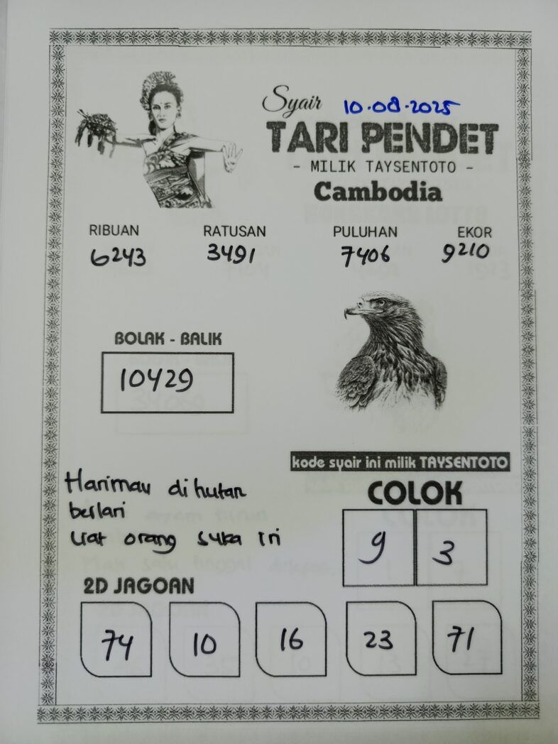 Syair Tari Pendet Cambodia Hari Ini Minggu, 10 Agustus 2025