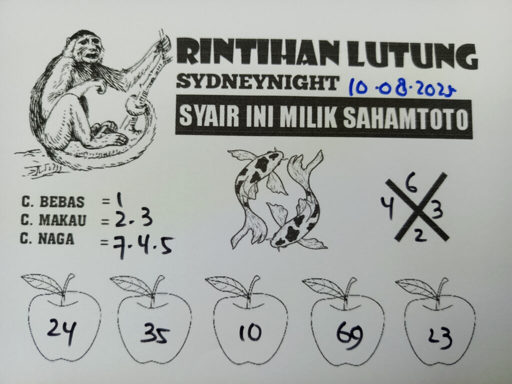 Syair Rintihan Lutung SydneyNight Hari ini Minggu, 10 Agustus 2025
