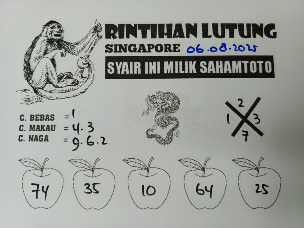 Syair Rintihan Lutung SINGAPORE Pools Hari ini Rabu 06 Agustus 2025
