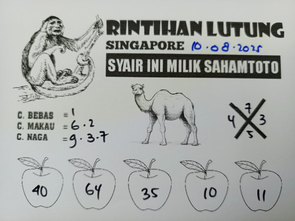 Syair Rintihan Lutung SINGAPORE Pools Hari ini Minggu, 10 Agustus 2025