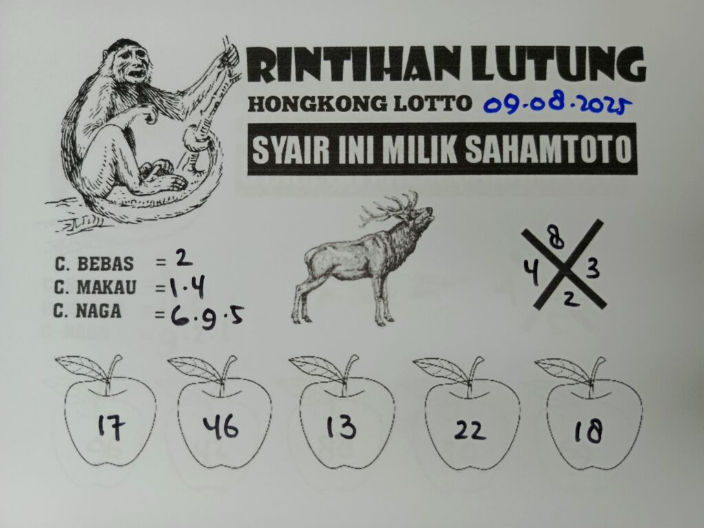 Syair Rintihan Lutung HONGKONG LOTTO Hari ini Sabtu 09 Agustus 2025