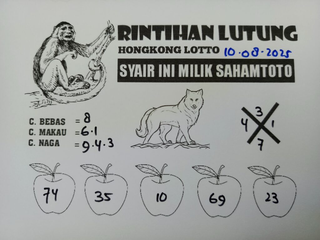 Syair Rintihan Lutung HONGKONG LOTTO Hari ini Minggu, 10 Agustus 2025
