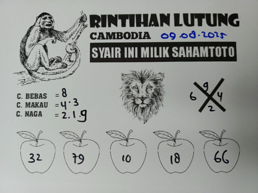 Syair Rintihan Lutung CAMBODIA Pools Hari ini Sabtu 09 Agustus 2025