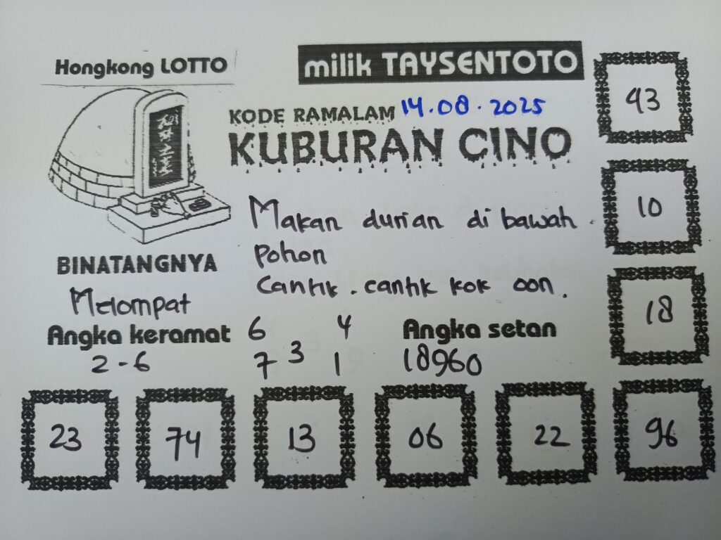 Syair Kuburan Cino HK Hari Kamis, 14 Agustus 2025