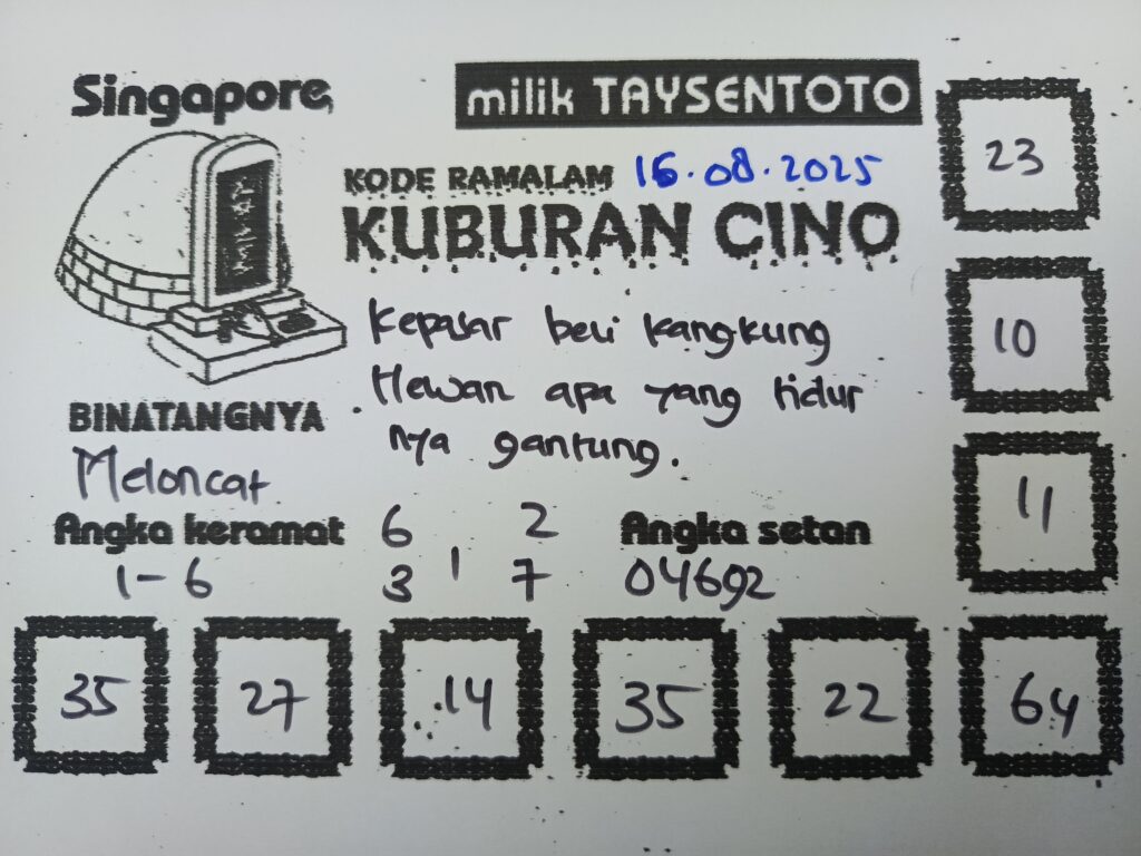 Syair Kuburan Cino SGP Hari ini Sabtu, 16 Agustus 2025