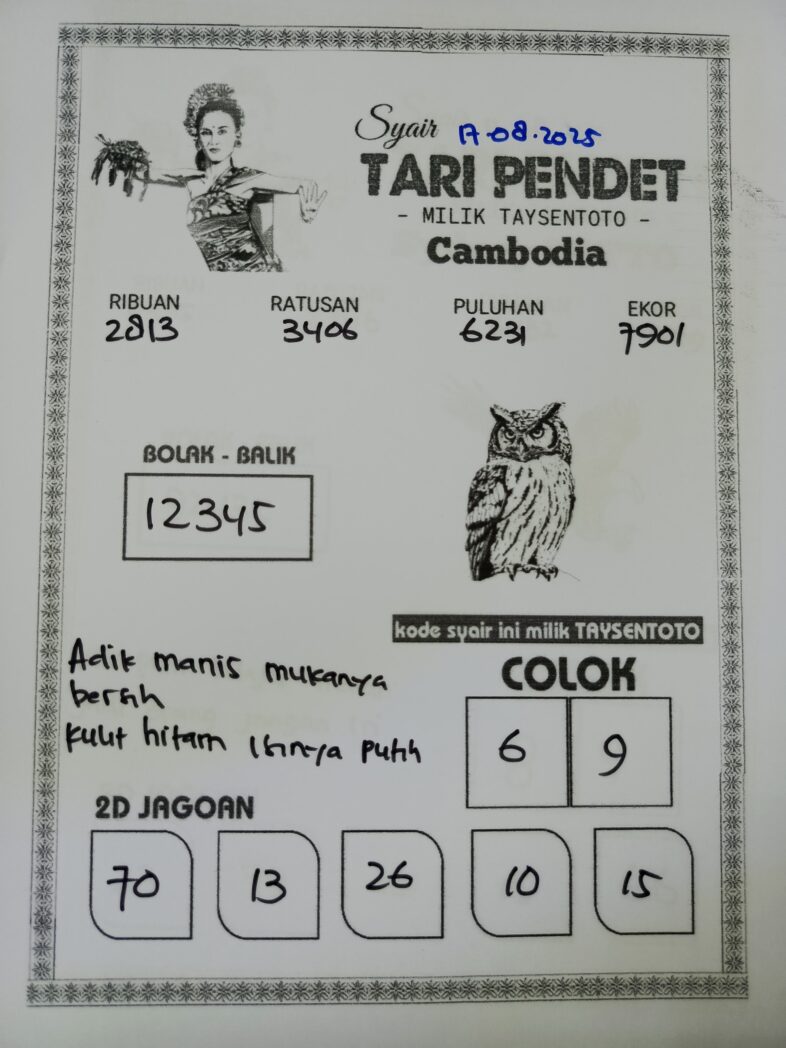 Syair Tari Pendet Cambodia Hari Ini Minggu, 17 Agustus 2025