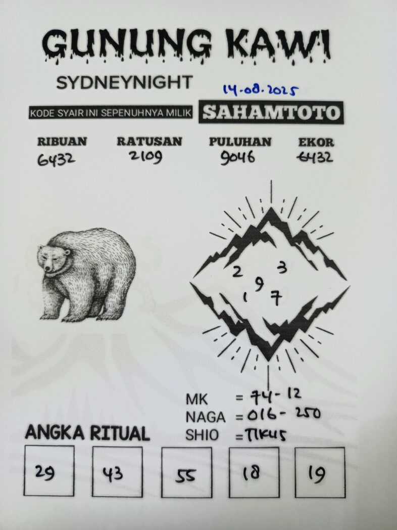 Syair Gunung Kawi SydneyNight Hari ini Kamis, 14 Agustus 2025