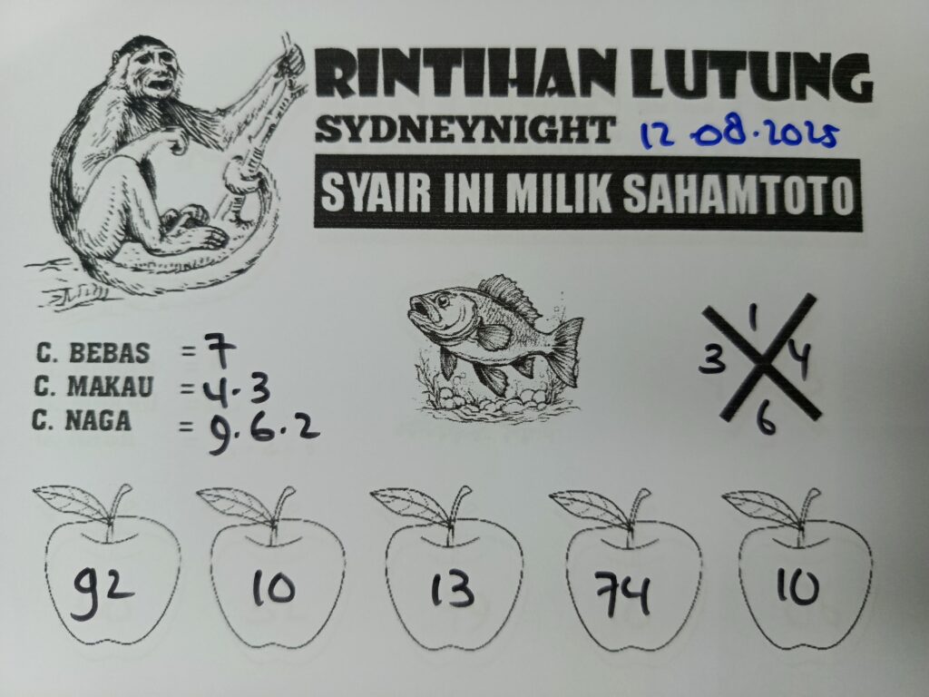 Syair Rintihan Lutung SydneyNight Hari ini Selasa, 12 Agustus 2025