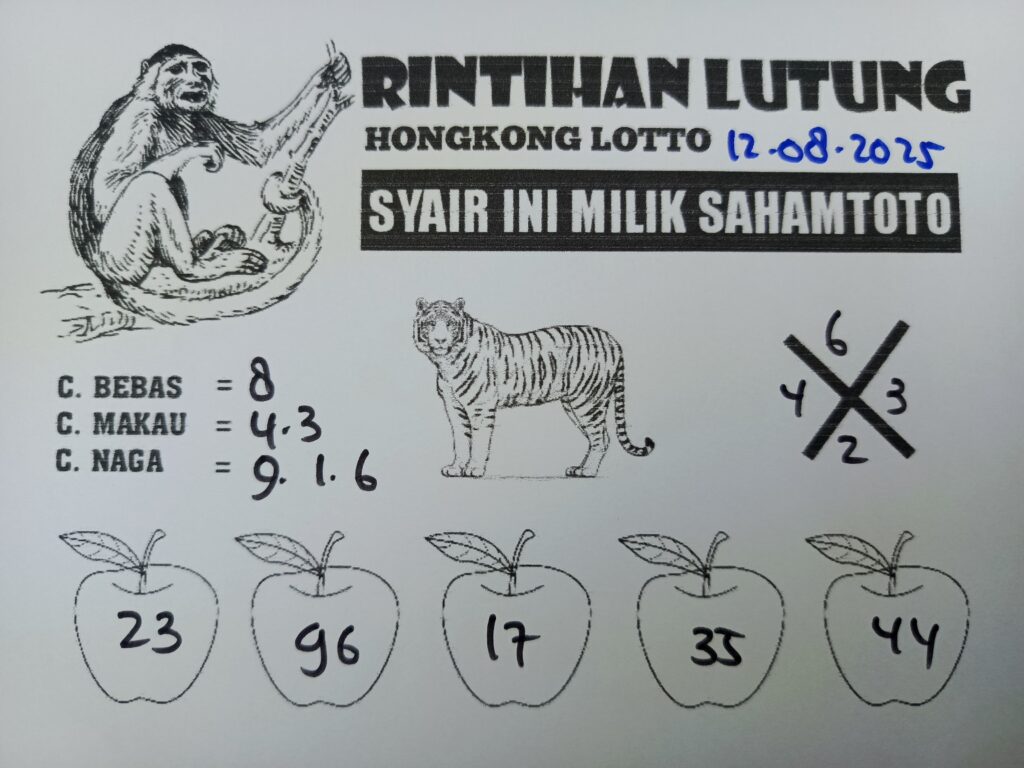 Syair Rintihan Lutung HONGKONG LOTTO Hari ini Selasa, 12 Agustus 2025