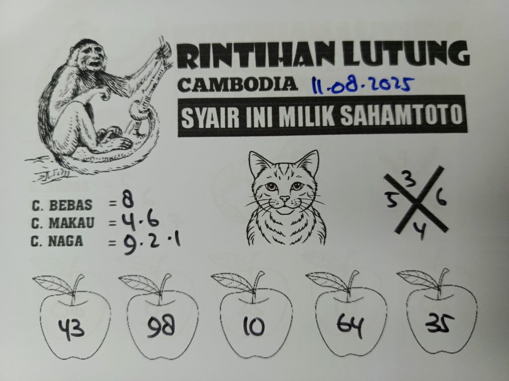 Syair Rintihan Lutung CAMBODIA Pools Hari ini Senin, 11 Agustus 2025