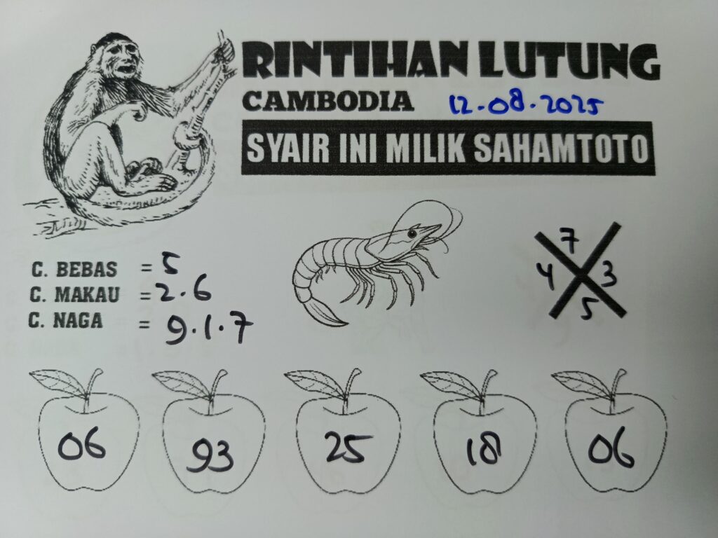 Syair Rintihan Lutung CAMBODIA Pools Hari ini Selasa, 12 Agustus 2025
