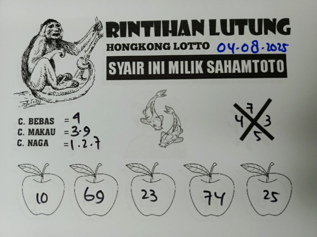 Syair Rintihan Lutung HONGKONG LOTTO Hari ini Senin 04 agustus 2025
