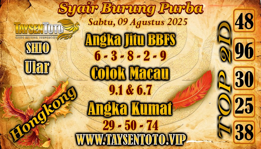 Syair Burung Purba HK Hari Sabtu, 09 Agustus 2025