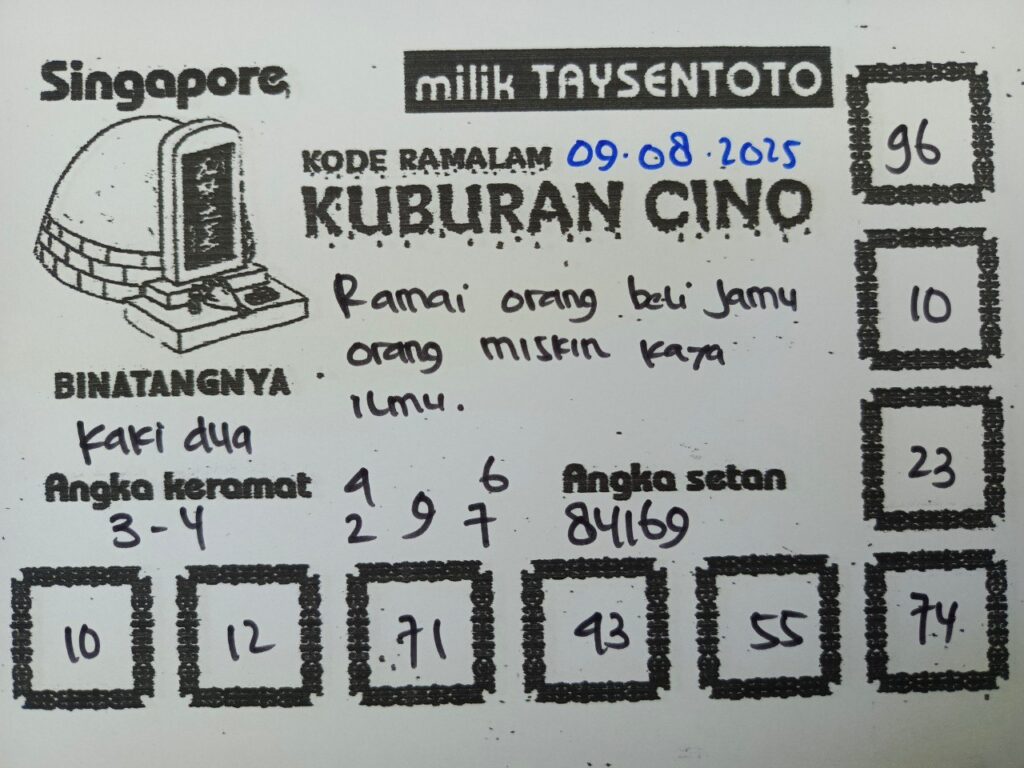 Syair Kuburan Cino SGP Hari ini Sabtu, 09 Agustus 2025