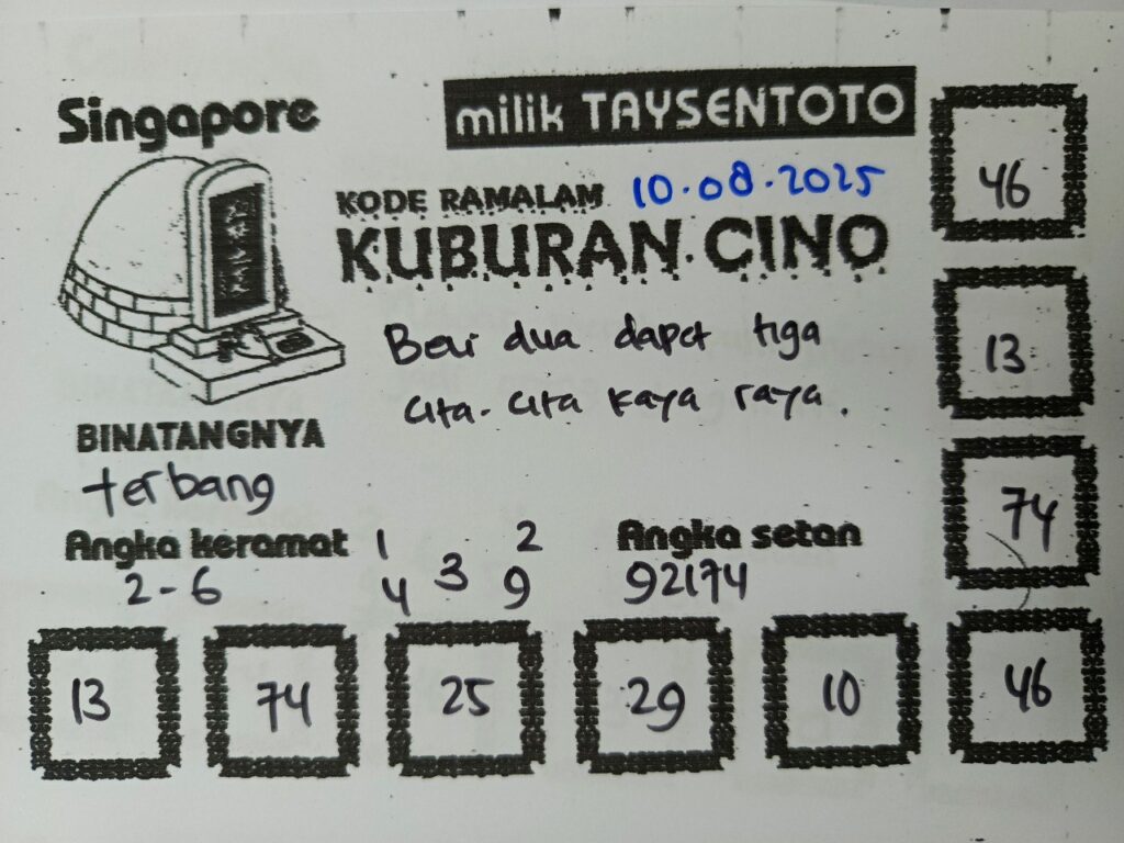 Syair Kuburan Cino SGP Hari ini Minggu, 10 Agustus 2025