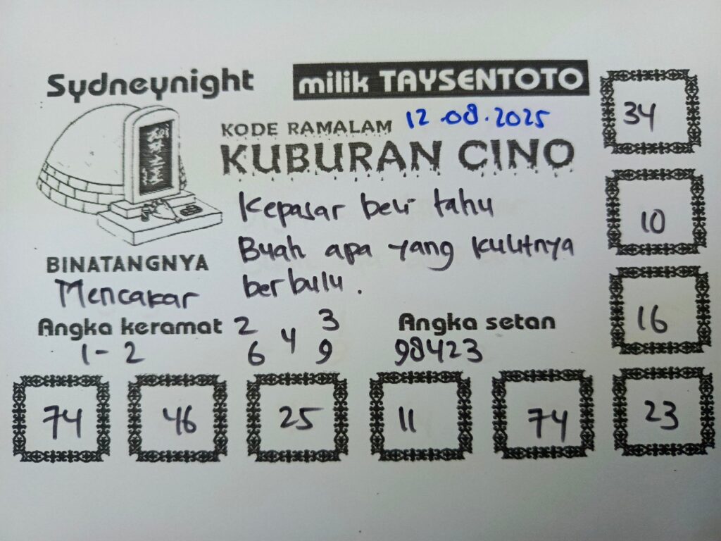 Syair Kuburan Cino SydneyNight Hari ini Selasa, 12 Agustus 2025