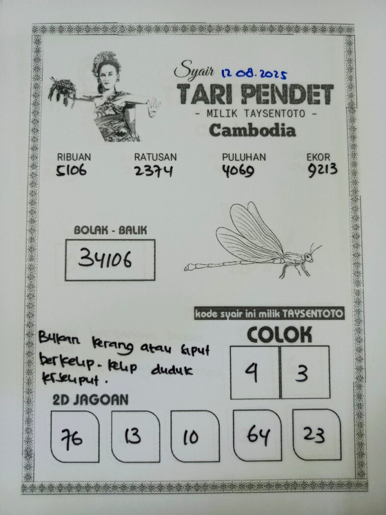 Syair Tari Pendet Cambodia Hari Ini Selasa, 12 Agustus 2025