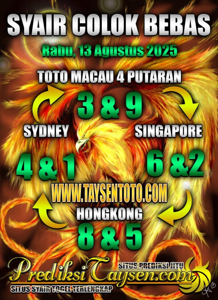 Syair Colok Bebas HK hari ini Rabu, 13 Agustus 2025