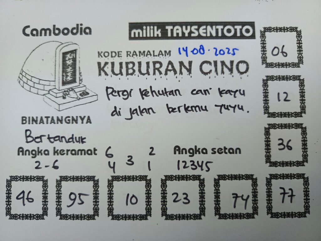 Syair Kuburan Cino Cambodia Hari Ini Kamis, 14 Agustus 2025