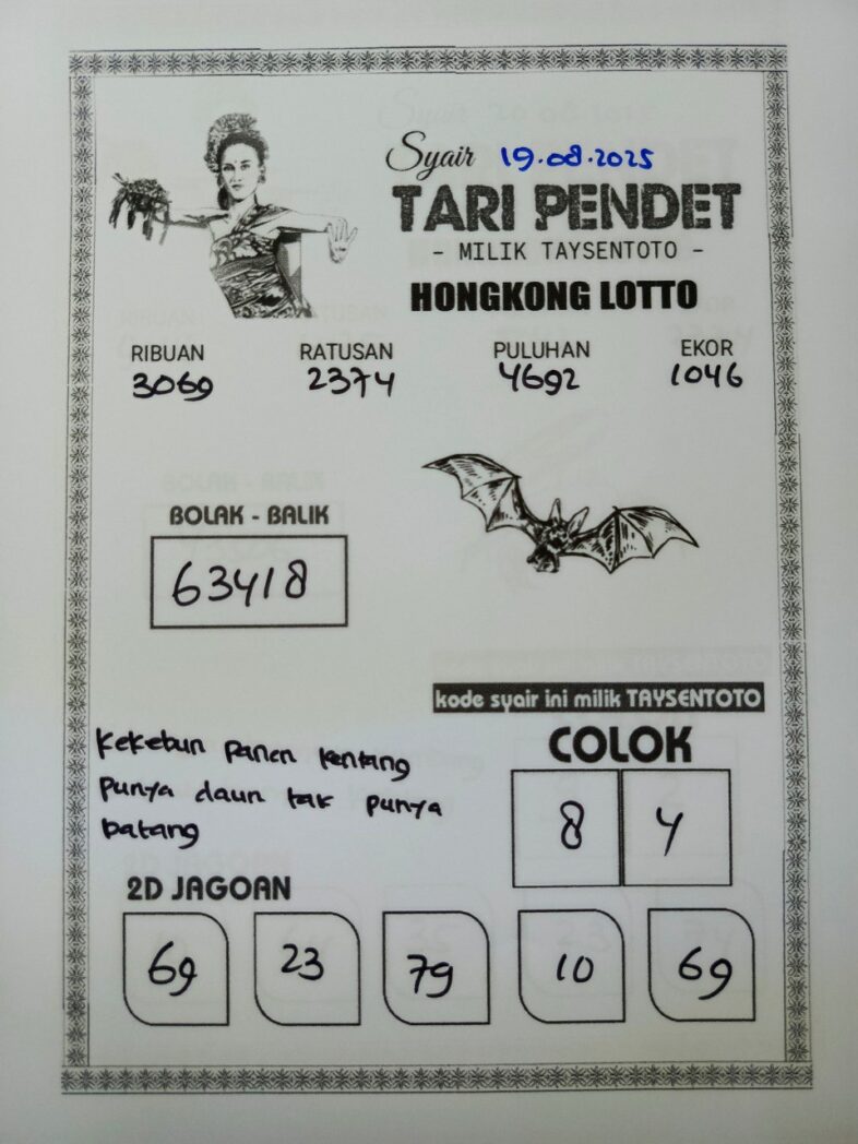 Syair Tari Pendet HK Hari Selasa, 19 Agustus Juli 2025