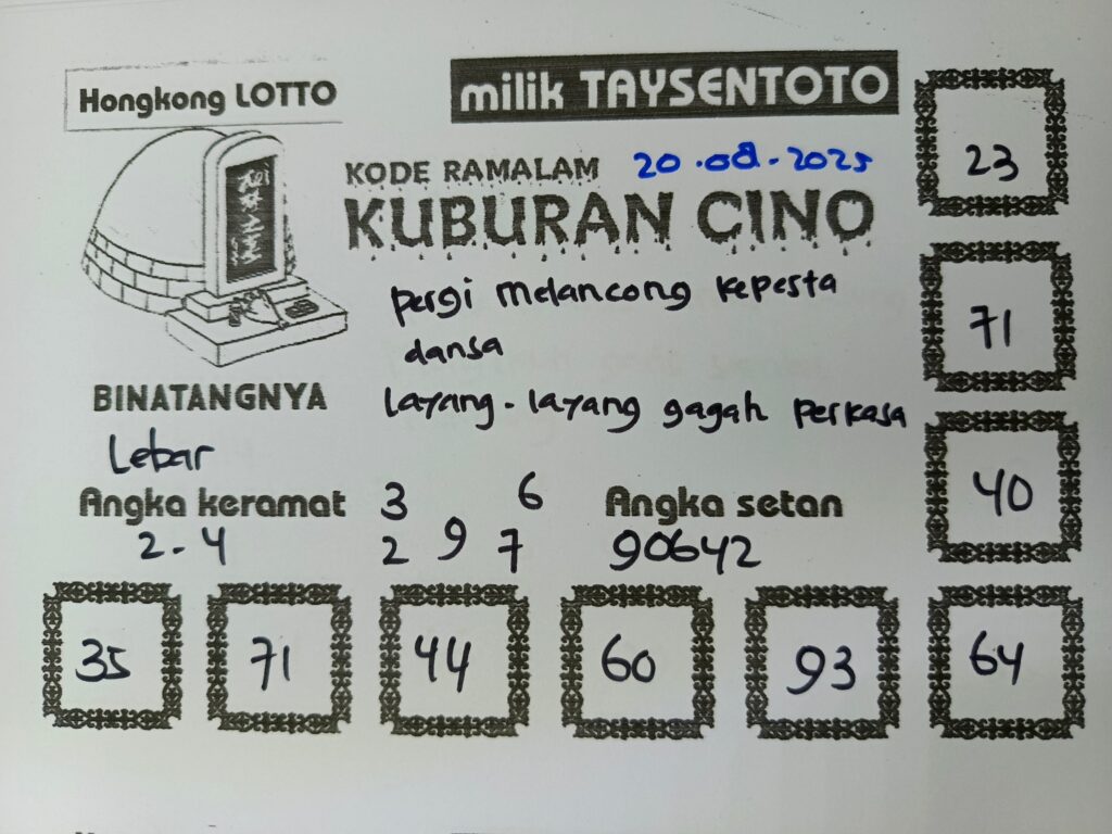 Syair Kuburan Cino HK Hari Rabu, 20 Agustus 2025