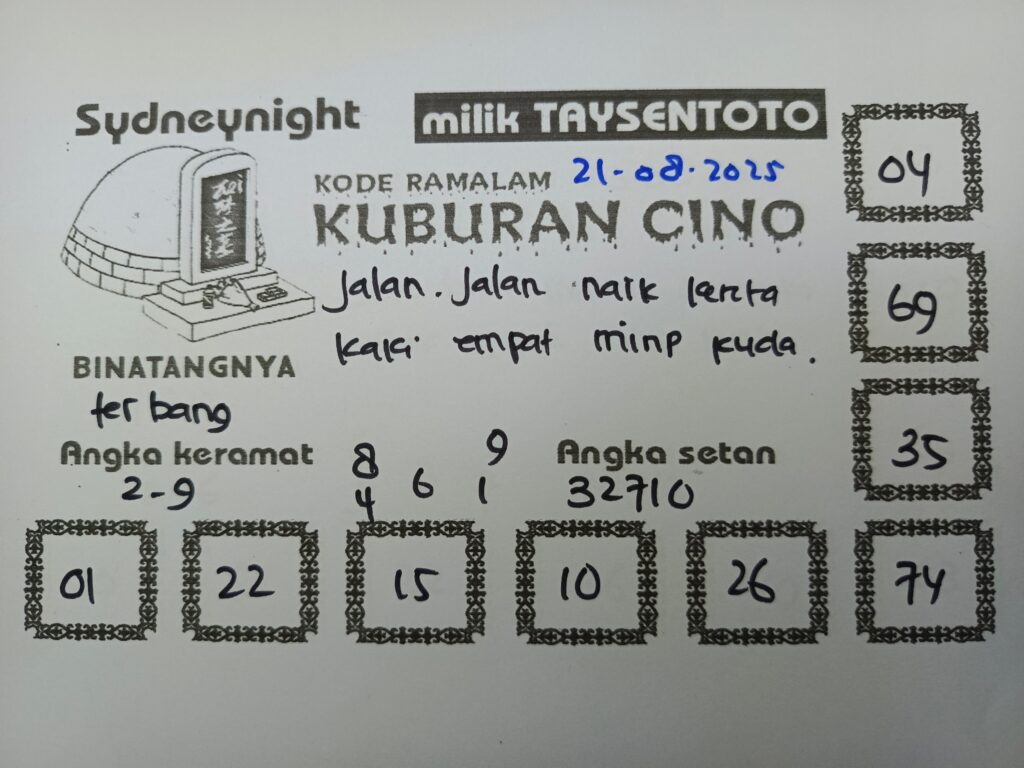 Syair Kuburan Cino SydneyNight Hari ini Kamis, 21 Agustus 2025