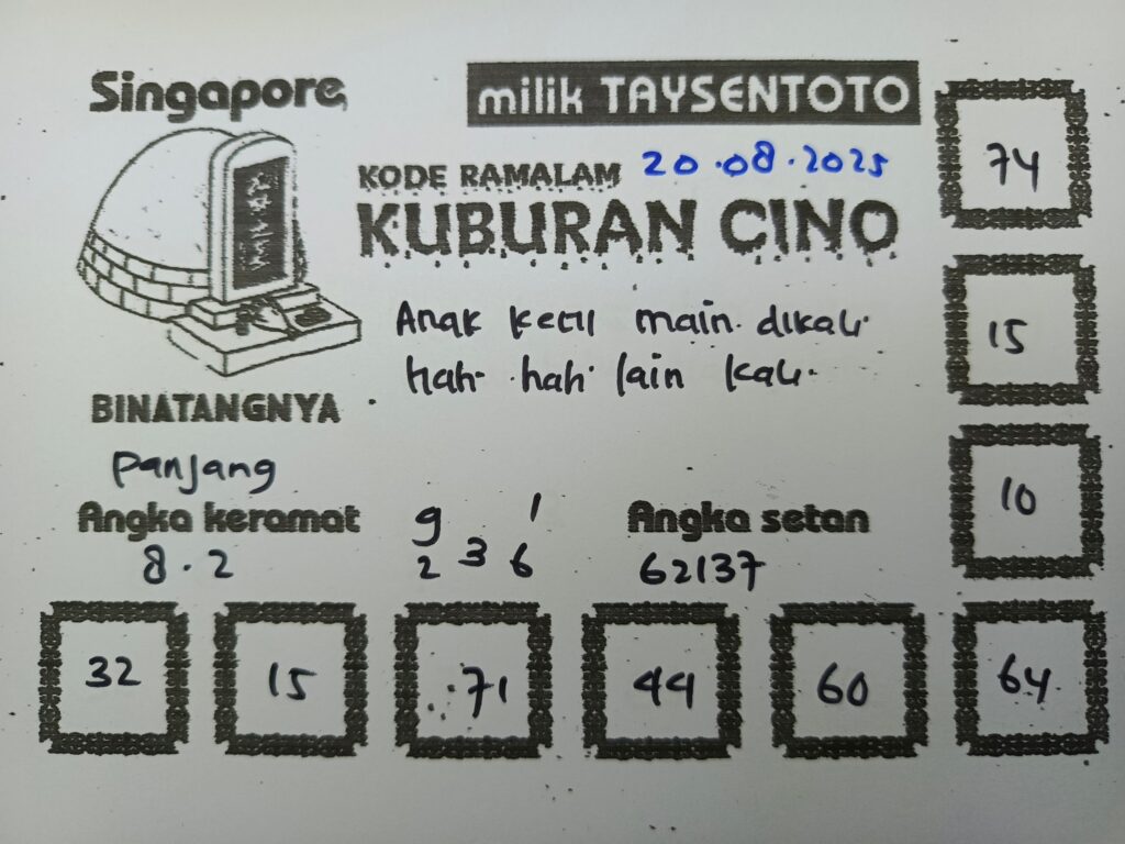 Syair Kuburan Cino SGP Hari ini Rabu, 20 Agustus 2025