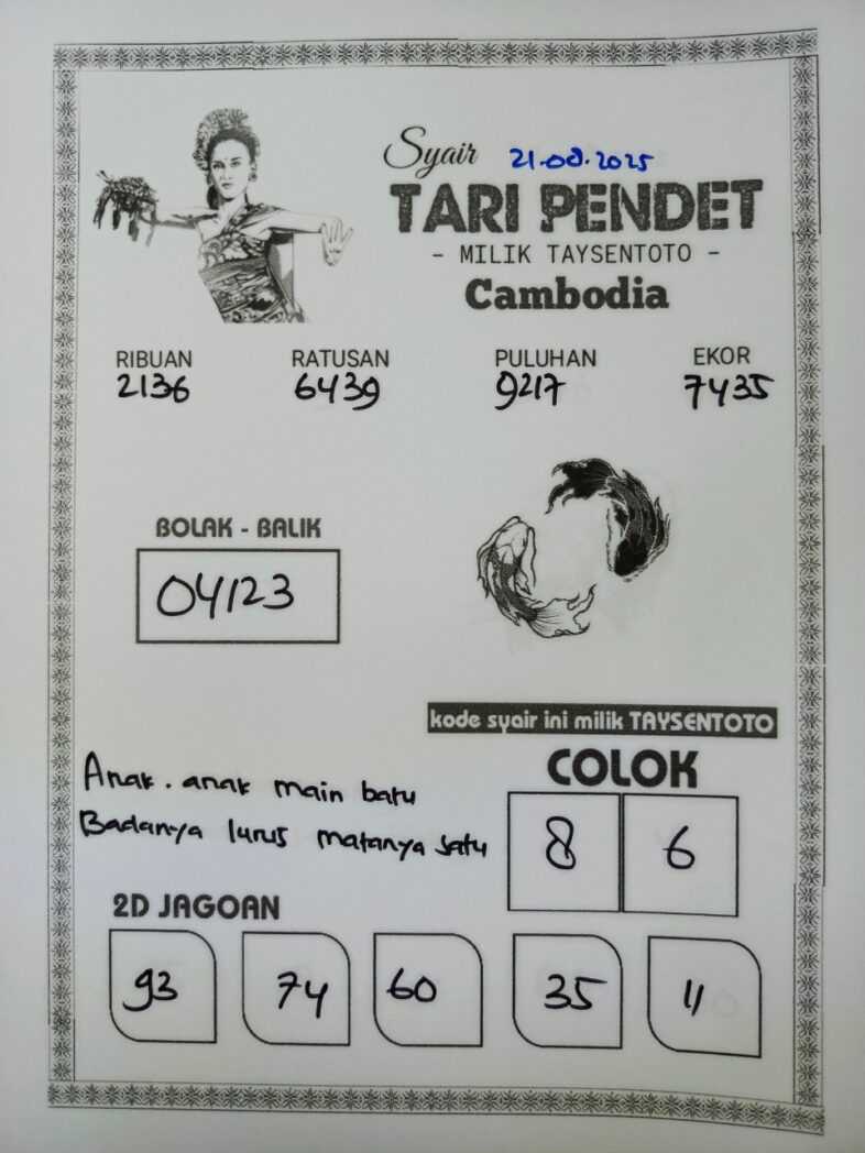Syair Tari Pendet Cambodia Hari Ini Kamis, 21 Agustus 2025