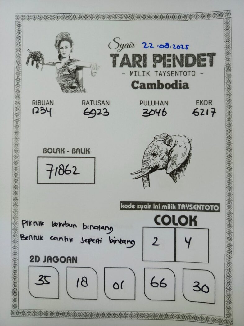 Syair Tari Pendet Cambodia Hari Ini Jumat, 22 Agustus 2025