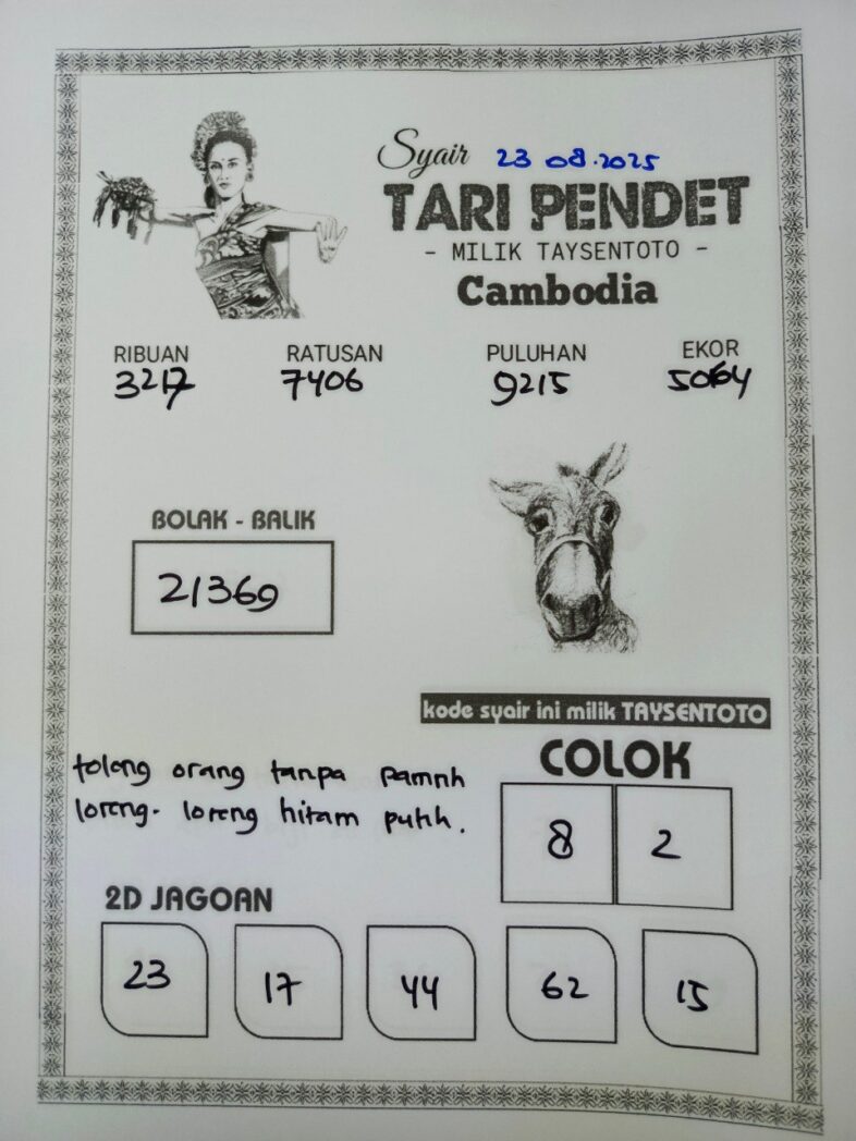 Syair Tari Pendet Cambodia Hari Ini Sabtu, 23 Agustus 2025