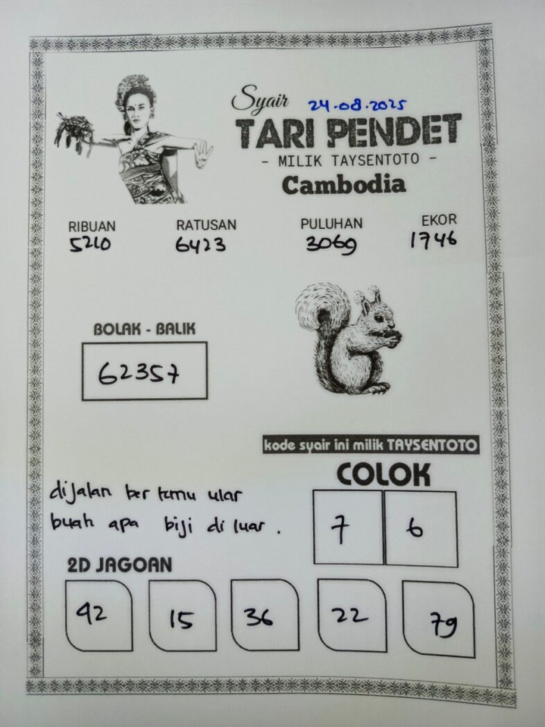 Syair Tari Pendet Cambodia Hari Ini Minggu, 24 Agustus 2025