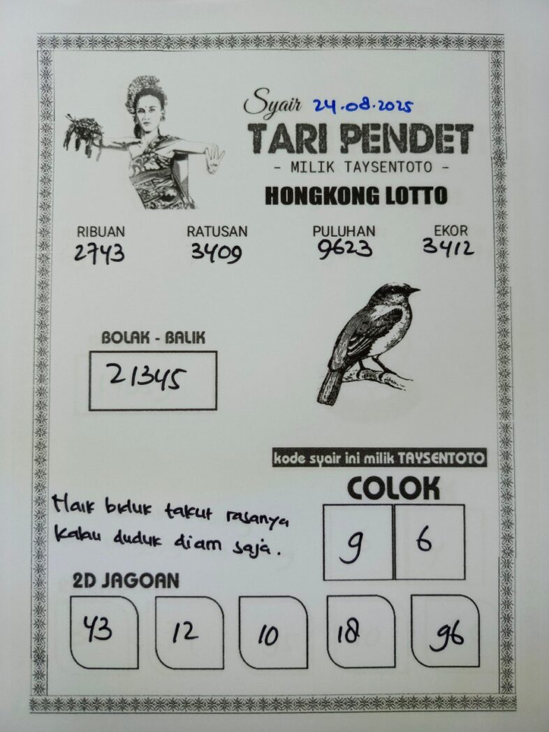 Syair Tari Pendet HK Hari Minggu, 24 Agustus 2025