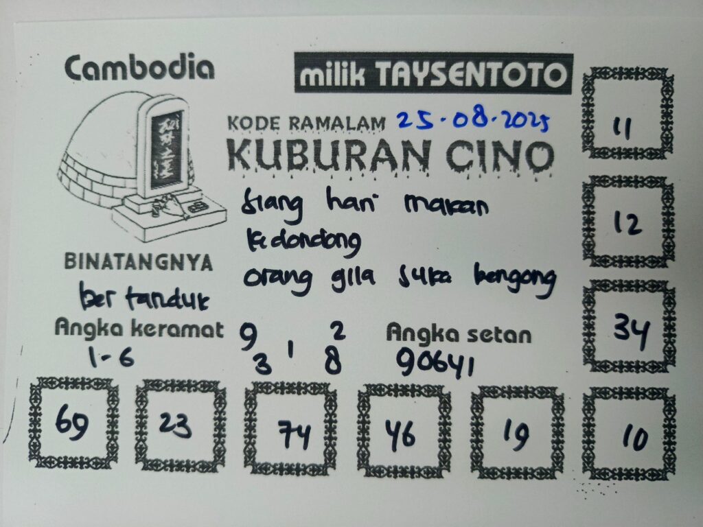 Syair Kuburan Cino Cambodia Hari Ini Senin, 25 Agustus 2025