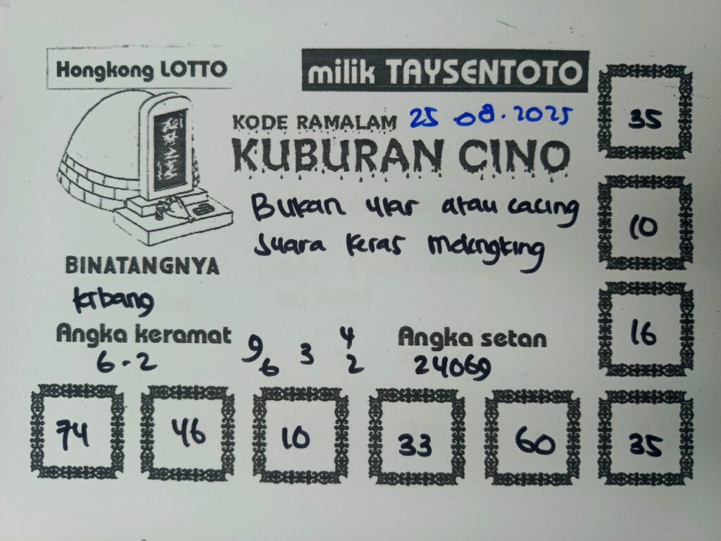 Syair Kuburan Cino HK Hari Senin, 25 Agustus 2025