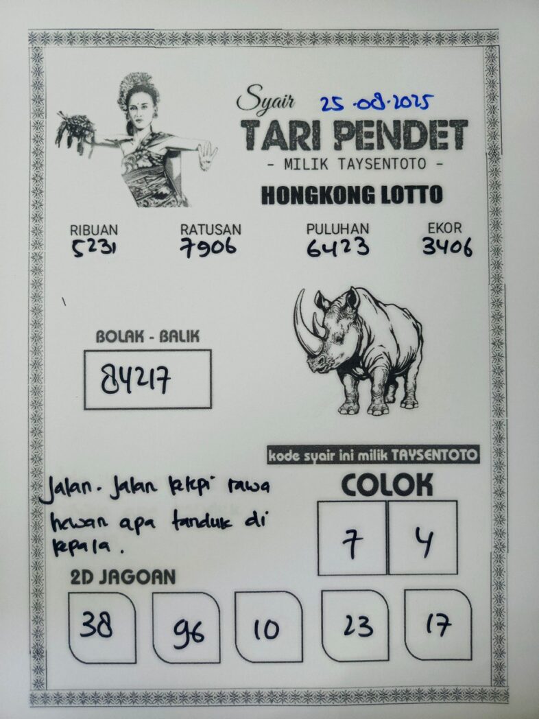 Syair Tari Pendet HK Hari Senin, 25 Agustus 2025