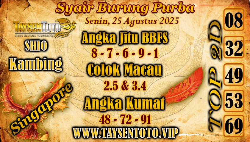 Syair Burung Purba SGP Hari Senin, 25 Agustus 2025
